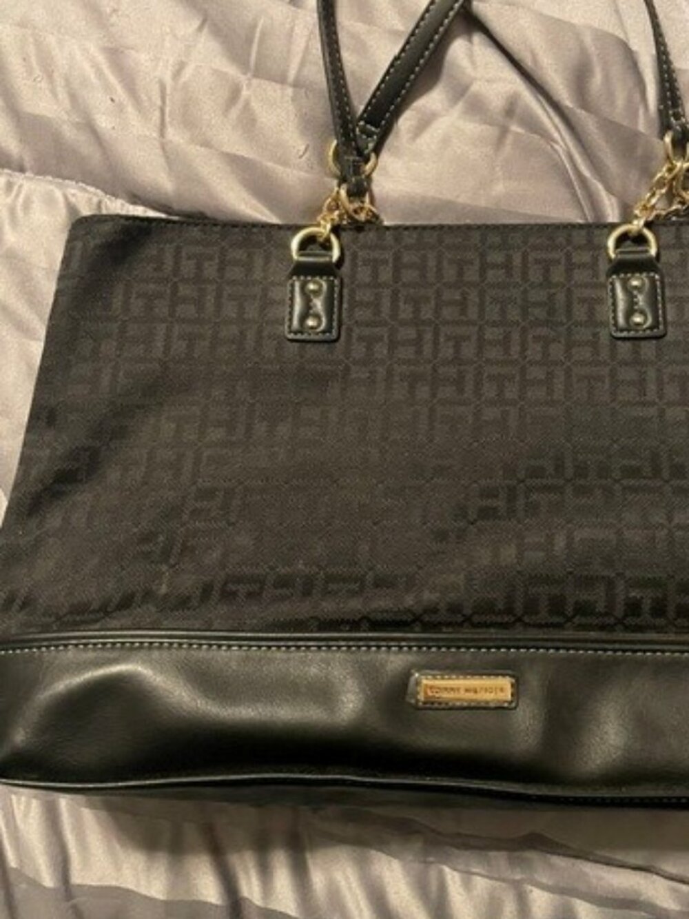 Tommy Hilfiger Tote with Gold Chain Accents
